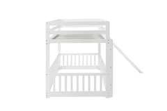 Bellemave® Twin Size Solid Pine Wood Floor Bunk Bed with Slide and Ladder, Door and Safety Guardrails