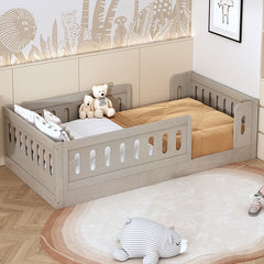 Bellemave® Twin Size Montessori Wood Floor Bed with Guardrail