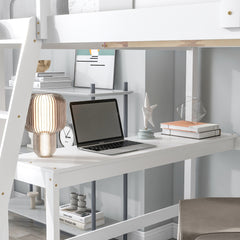 Bellemave® Loft Bed with Desk,Ladder and Shelve