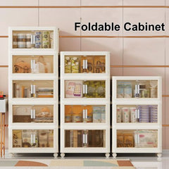 Bellemave® 19.69" Side Wide Folding Storage Cabinet with Magnetic Doo and Wheels