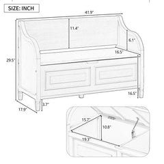 Bellemave® Rustic Style Solid Wood Entryway Multifunctional Storage Bench with Safety Hinge