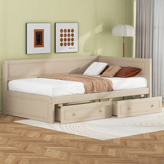 Bellemave® Twin Size Wood Daybed with 2 Drawers and Guardrail