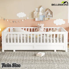 Bellemave® Queen Floor Bed or Twin XL Montessori Floor beds for Kids, Twin XL Can Be Converted into a Queen Platform Bed, Gray Bellemave®