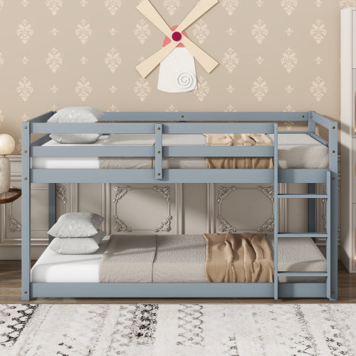 Bellemave® Twin Size Solid Rubber Wooden Bunk Bed with Ladder