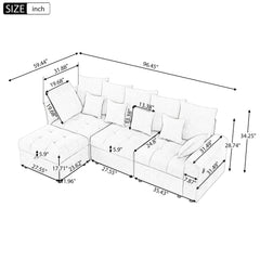 Bellemave® 96.45" Modular Sofa Couch with Three USB Ports, a Removable Storage Ottoman and Five Back Pillows Bellemave®