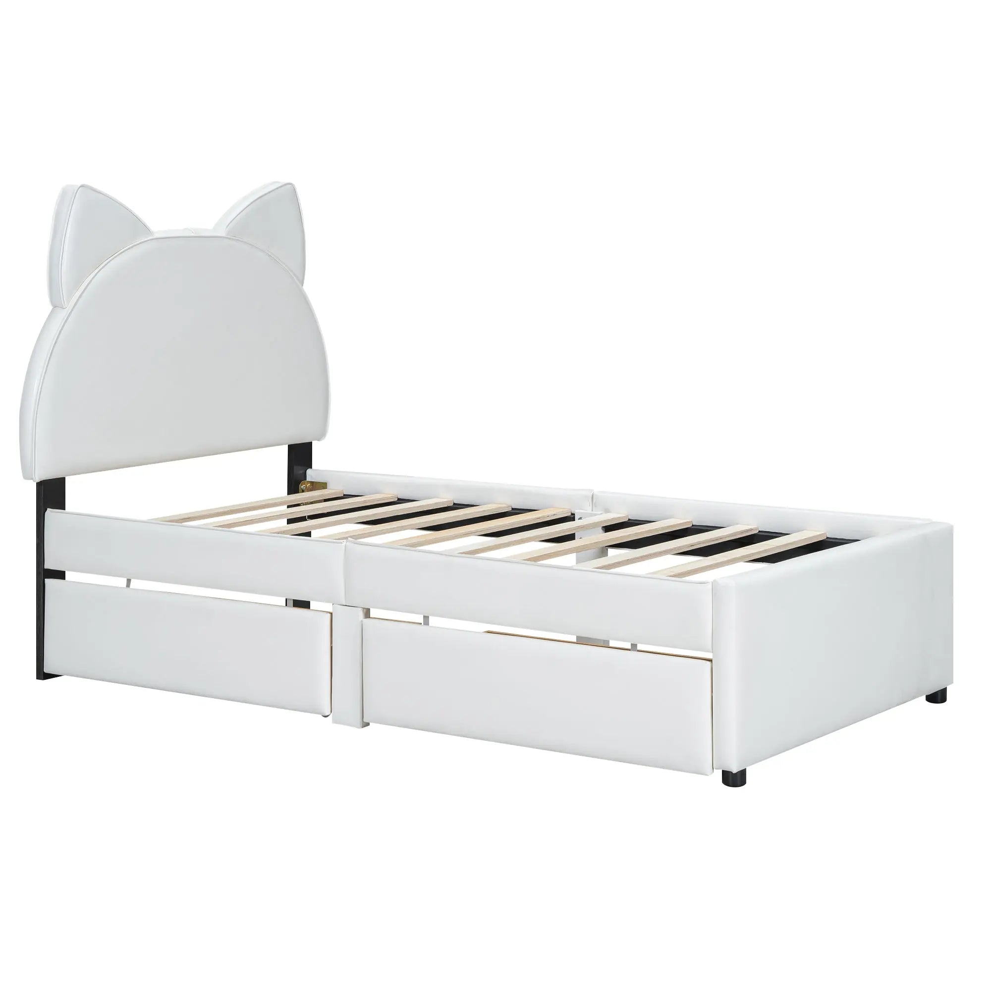 Bellemave® Upholstered Platform Bed with Cartoon Ears Shaped Headboard and 2 Drawers Bellemave®