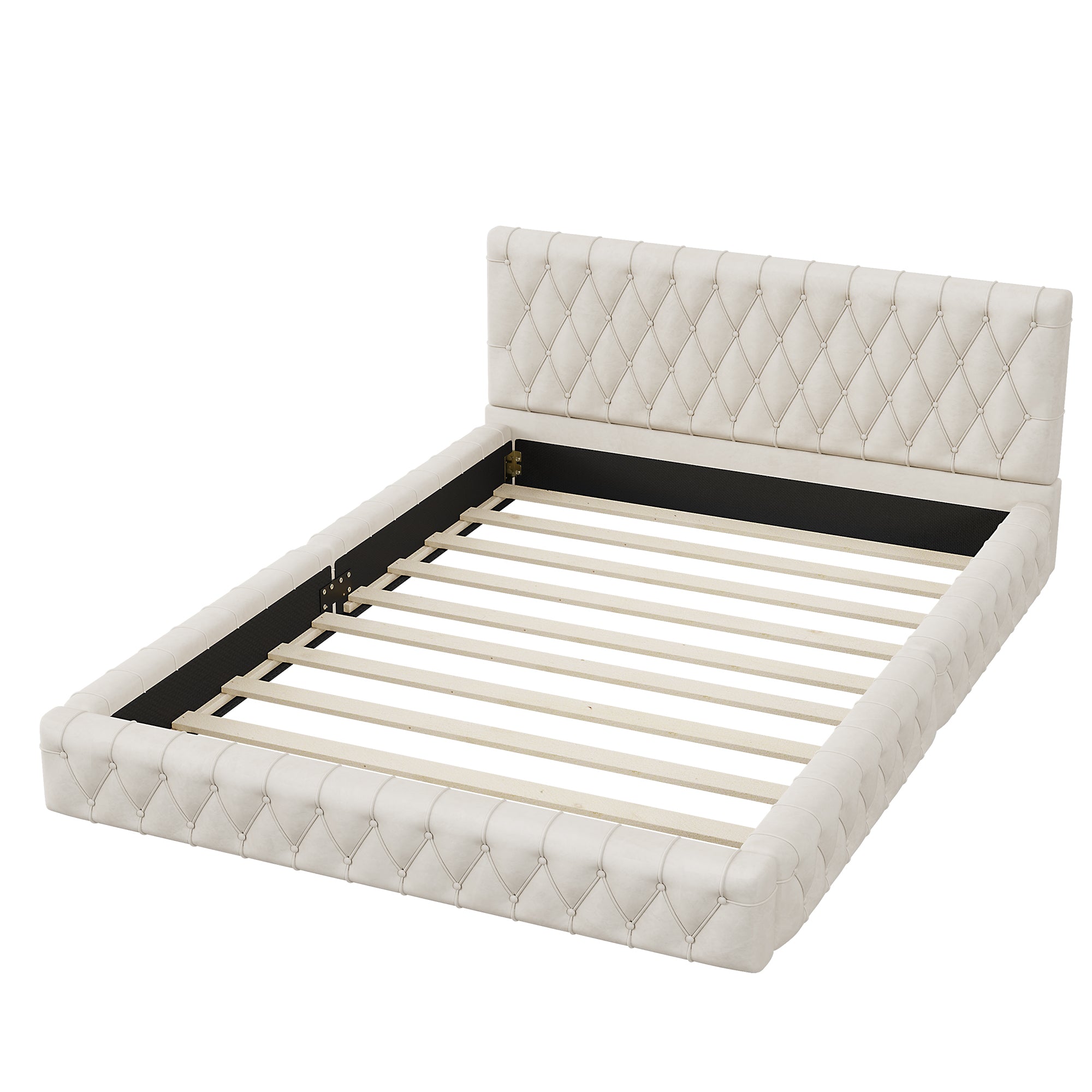 Bellemave® Queen Size Velvet Upholstered Platform Bed with Tufted Headboard Bellemave®