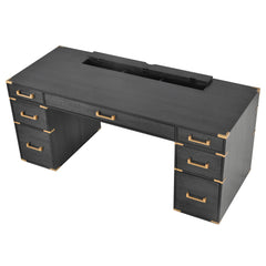 Bellemave® 70" Classic and Traditional Executive Desk with Metal Edge Trim ,Writing Desk with 2 file drawers,USB Ports and Outlets