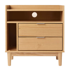 Bellemave® Mid-Century Modern Solid Wood 2-Drawer Gallery Nightstand Bellemave®