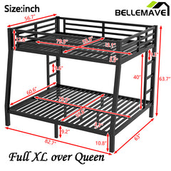 Bellemave® Full XL over Queen Metal Bunk Bed (Enhanced Slats)