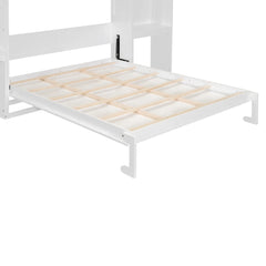 Bellemave® Queen Size Murphy Bed with Desk, Vanity and Cabinets