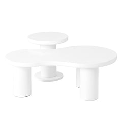 Bellemave® Cream Style Cloud Coffee Table with Round Small Side Table（Set of 2）