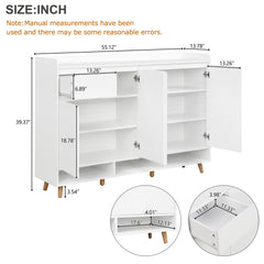 Bellemave® Sleek and Contemporary Shoe Cabinet with Adjustable Shelves and Solid Wood Legs