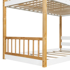 Bellemave® Twin Size House Bunk Bed Wood Bed with Roof, Window, Ladder