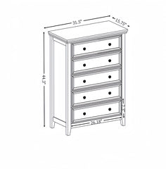 Bellemave® Modern 5 Drawers Dresser