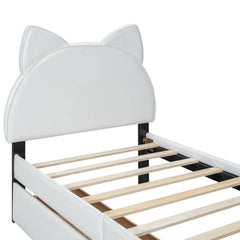 Bellemave® Upholstered Platform Bed with Cartoon Ears Shaped Headboard and 2 Drawers Bellemave®