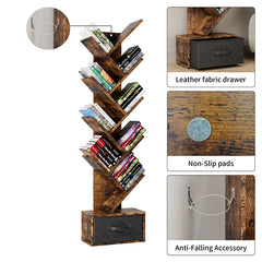 Bellemave® 9 Tier Tree Bookshelf with Drawer