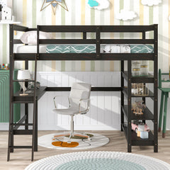 Bellemave® Loft Bed with Desk,Ladder and Shelve