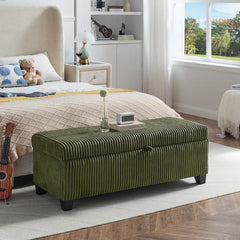 Bellemave® Fashion Corduroy Fabric Green Upholstered Large Storage Rectangular Bench