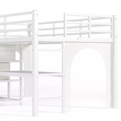 twin loft bed with desk and organized storage space