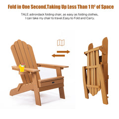 Bellemave® Oversized Folding Adirondack Chair with Pullout Ottoman with Cup Holder