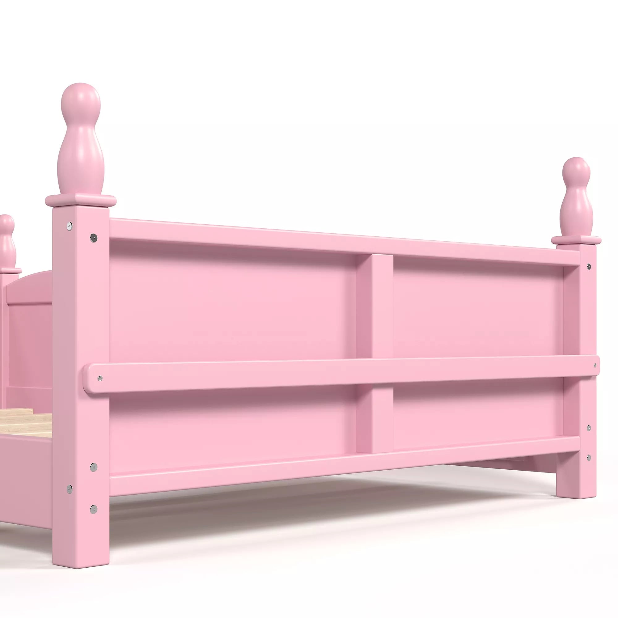 Bellemave® Floor Bed with Bookshelf & Safety Guardrails for Kids, Wooden Montessori Bed Frame with Childlike Design for Girls Boys Bellemave®