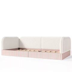 Bellemave® Montessori Floor Bed for Kids, Upholstered Teddy Fleece Low Profile Platform Bed with Side Guardrails