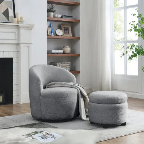 Bellemave Living Room 360 ° Swivel Chair with Round Storage Bellemave