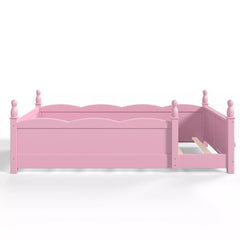 Bellemave® Floor Bed with Bookshelf & Safety Guardrails for Kids, Wooden Montessori Bed Frame with Childlike Design for Girls Boys Bellemave®