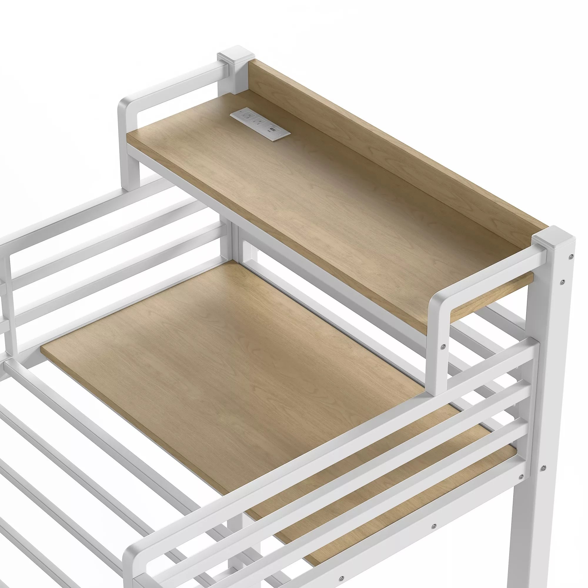 metal bunk bed upper sleeping platform with guardrails