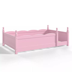 Bellemave® Floor Bed with Bookshelf & Safety Guardrails for Kids, Wooden Montessori Bed Frame with Childlike Design for Girls Boys Bellemave®