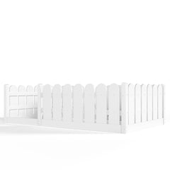 Bellemave® Solid Wood Montessori Floor Bed with Fence Guardrails, Low Profile Kids Floor Bed Frame