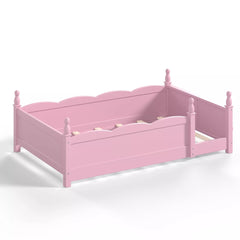 Bellemave® Floor Bed with Bookshelf & Safety Guardrails for Kids, Wooden Montessori Bed Frame with Childlike Design for Girls Boys Bellemave®