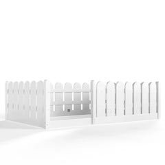 Bellemave® Solid Wood Montessori Floor Bed with Fence Guardrails, Low Profile Kids Floor Bed Frame