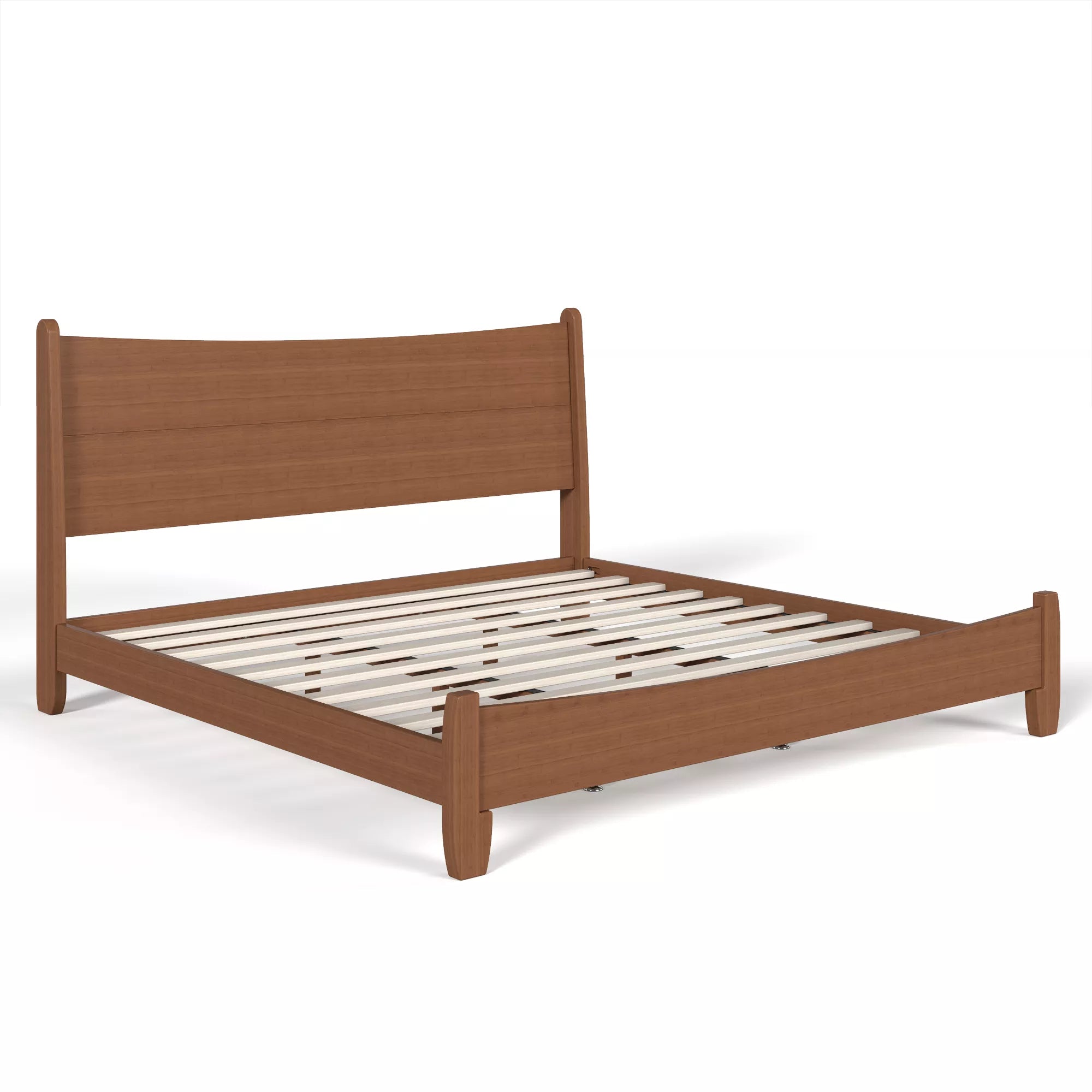 Solid bamboo platform bed with curved headboard
