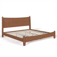 Solid bamboo platform bed with curved headboard