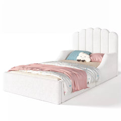Kids Floor Bed with Teddy Fabric Upholstery