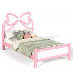 Twin Size Platform Bed with Bow Headboard