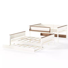 Detachable wood bunk bed with pull-out trundle frame