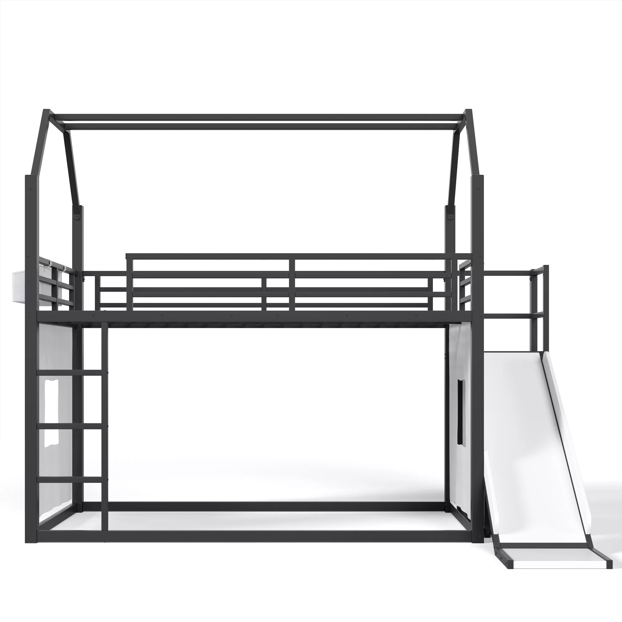 Kids house loft bed with slide and elevated sleeping area