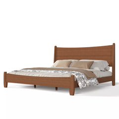 Natural bamboo platform bed frame bedroom setup