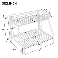 Bellemave® Twin XL over Queen Metal Bunk Bed with Ladder and Guardrails