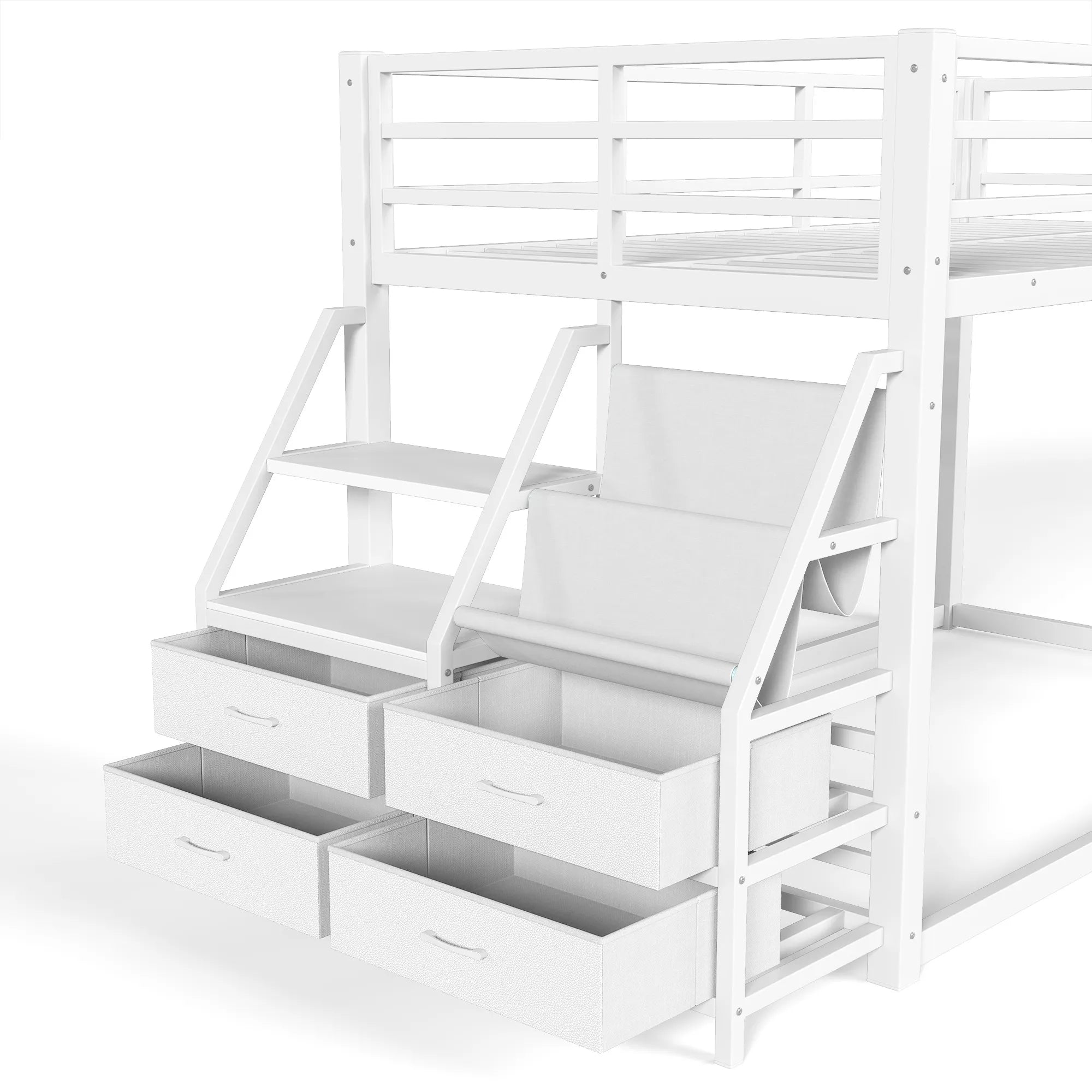 Bellemave® Twin over Twin Bunk Bed with LED, Storage Shelves & Drawer, Metal Floor Bunk Bed for Kids Bellemave®