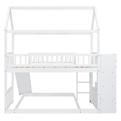 Bellemave® Twin Size House Bunk Bed with Two Drawers and Slide