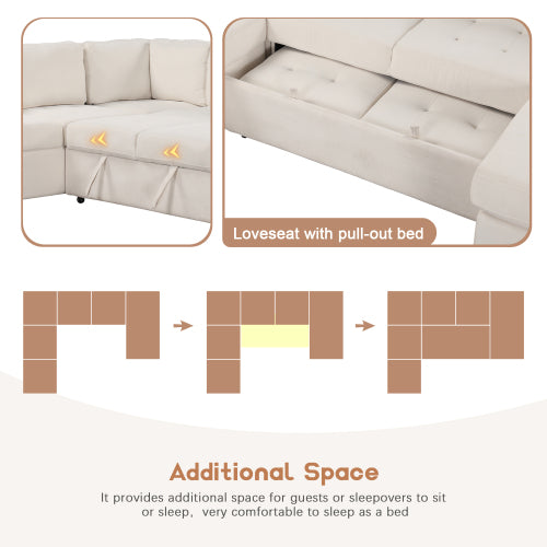 Bellemave 108.3" Modular Combination Sofa with Ottoman L-shaped Corner Combination, USB and Type-C Interfaces