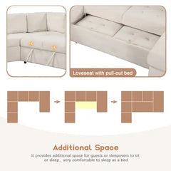 Bellemave 108.3" Modular Combination Sofa with Ottoman L-shaped Corner Combination, USB and Type-C Interfaces Bellemave