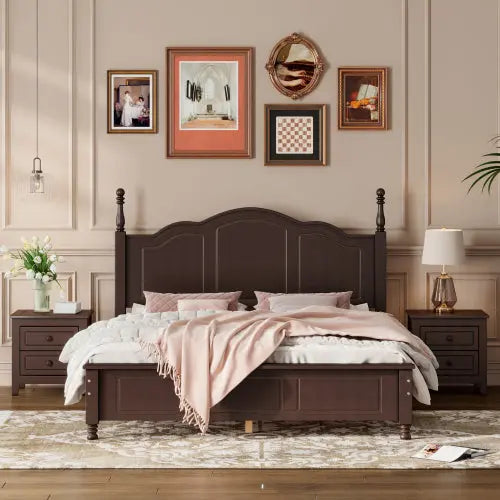 Bellemave® 3-Pieces Bedroom Sets,Wood Platform Bed and Two Nightstands Bellemave®