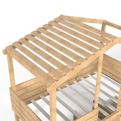 Bellemave® House Bed with Stairs & Storage Drawers for Kids, Wood Low Loft Bed Frame, House-shaped Roof, Childlike Design, Farmhouse Style Bellemave®