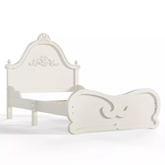 Low Profile Solid Wood Platform Bed with Decorative Headboard