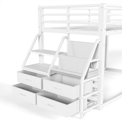 Bellemave® Twin over Twin Bunk Bed with LED, Storage Shelves & Drawer, Metal Floor Bunk Bed for Kids Bellemave®
